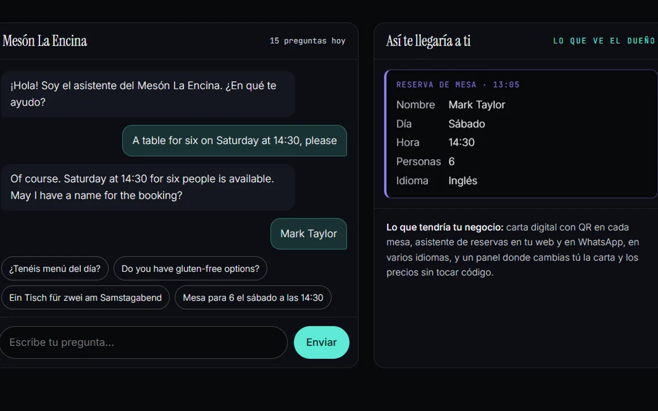Así es la demo de Restaurantes