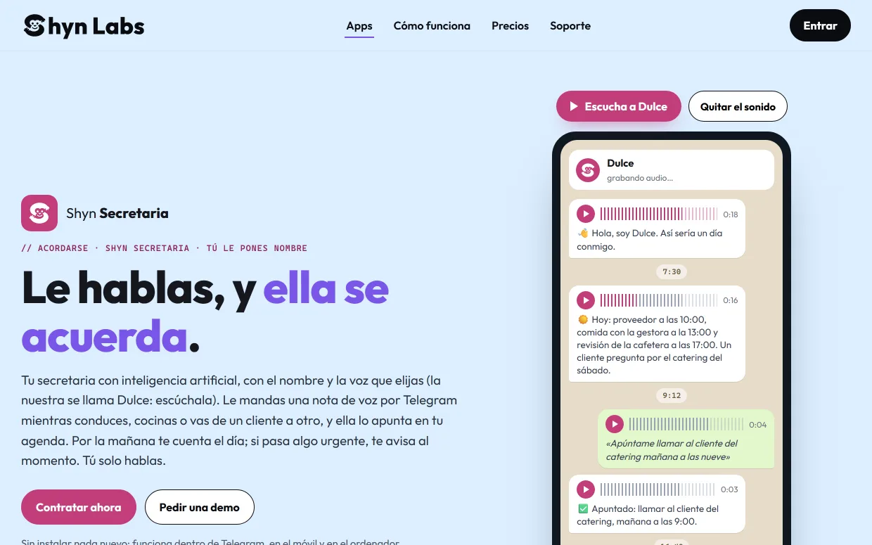 Shyn Secretaria: una secretaria con IA en el móvil, por voz