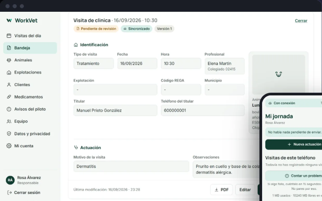 WorkVet, an app for vets, on a computer